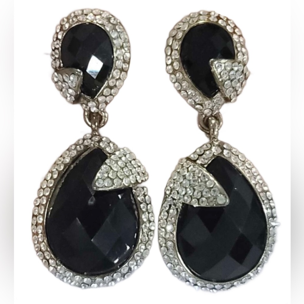 Amrita Singh Black Teardrop Earrings - Austrian Crystal
